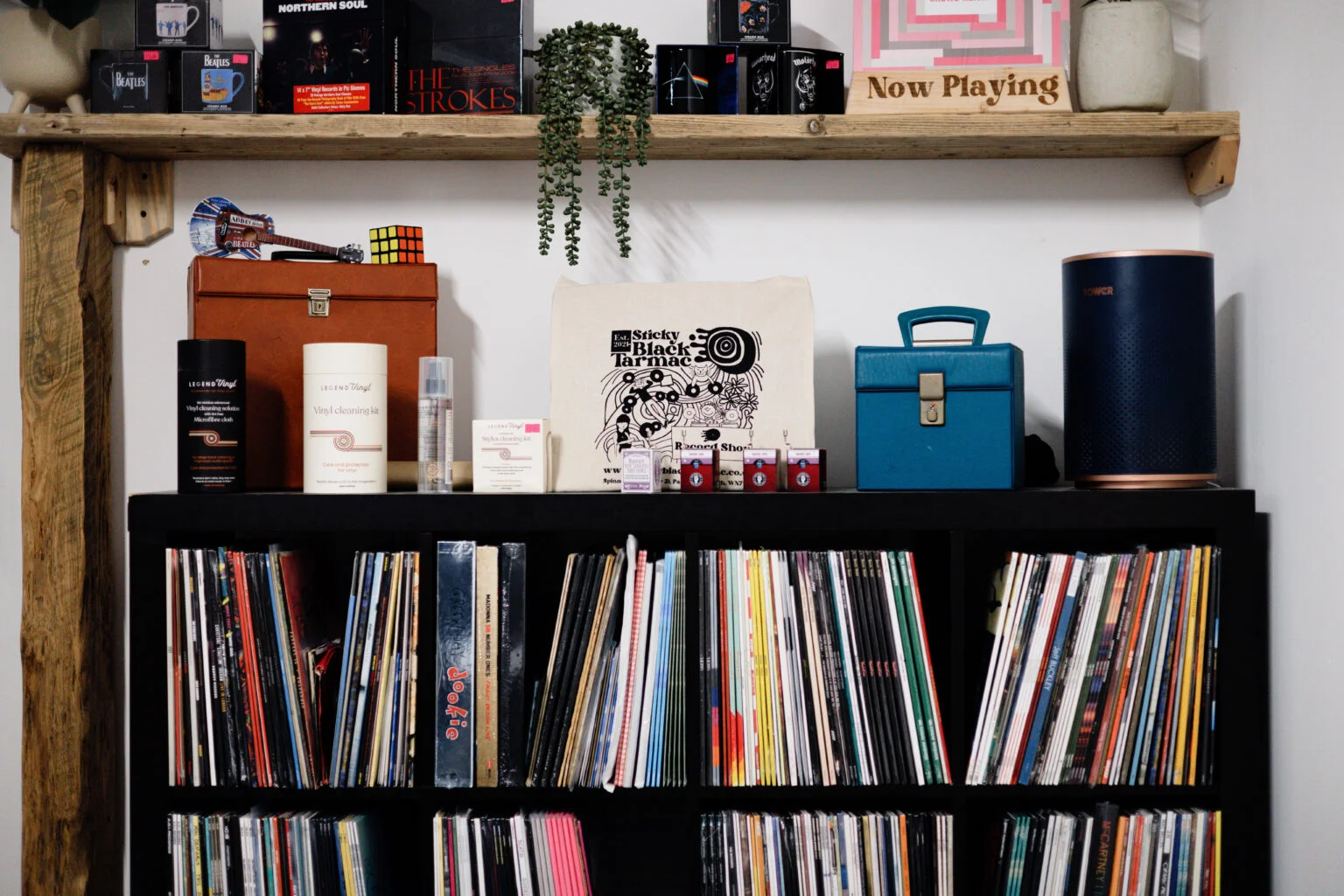 Vinyl bookcase at Leigh Building Society